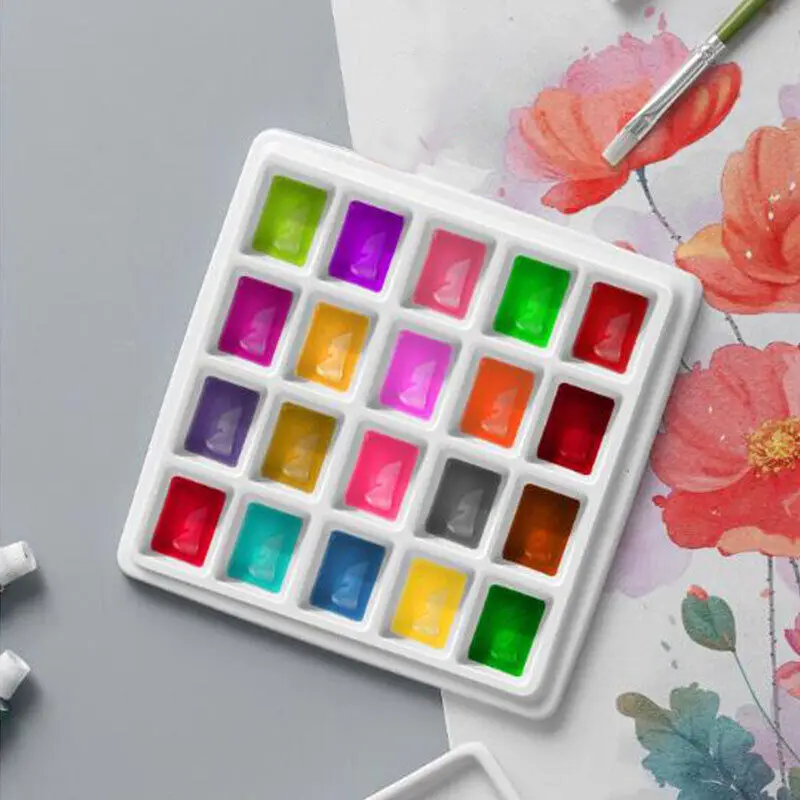 Square Ceramic Color Palette withLid Artist Paint Palette Watercolor Mixing Tray Paint Palette Tray For Painting Art Supplies