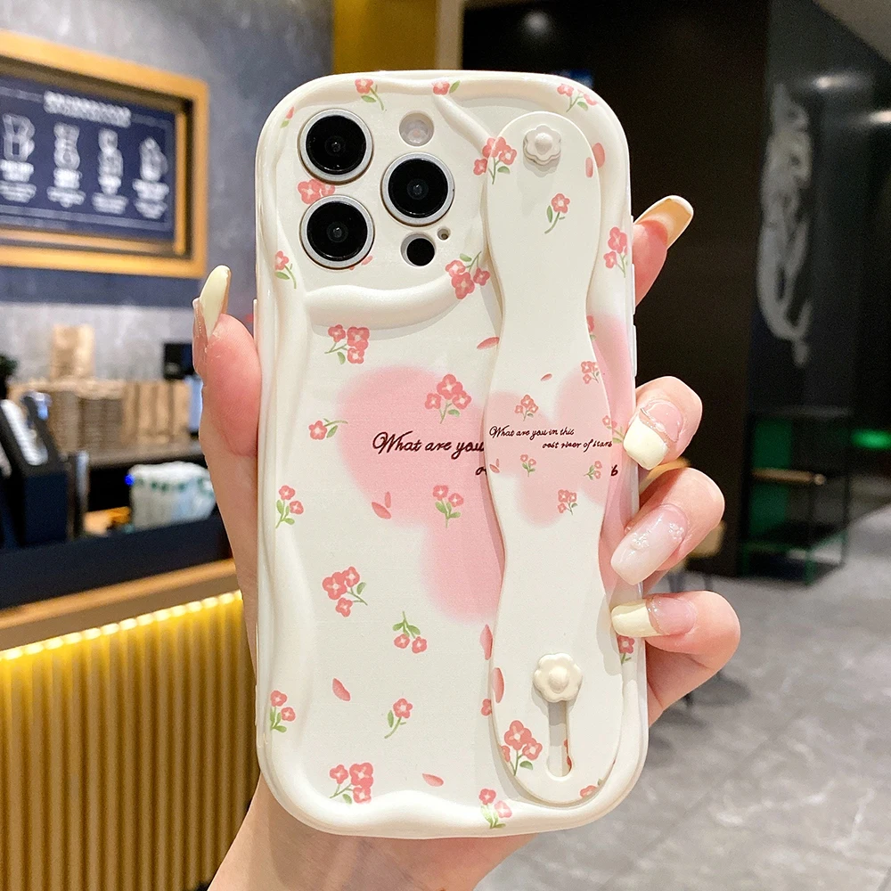 Cute Flower Wrist Strap Phone Holder Case