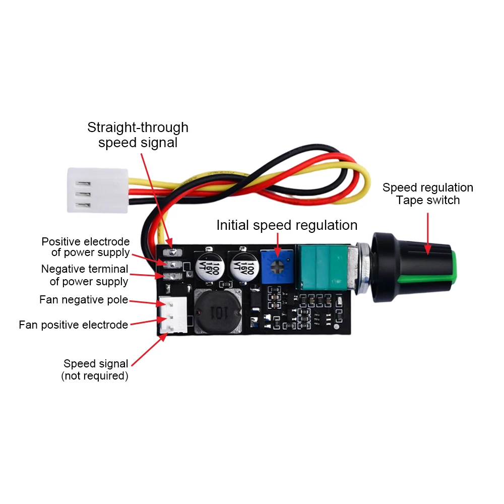 Regolatore Di Velocità Per Ventole DC 5-12V - PWM 4 Fili Con Interruttore - Controllo Telaio - 3