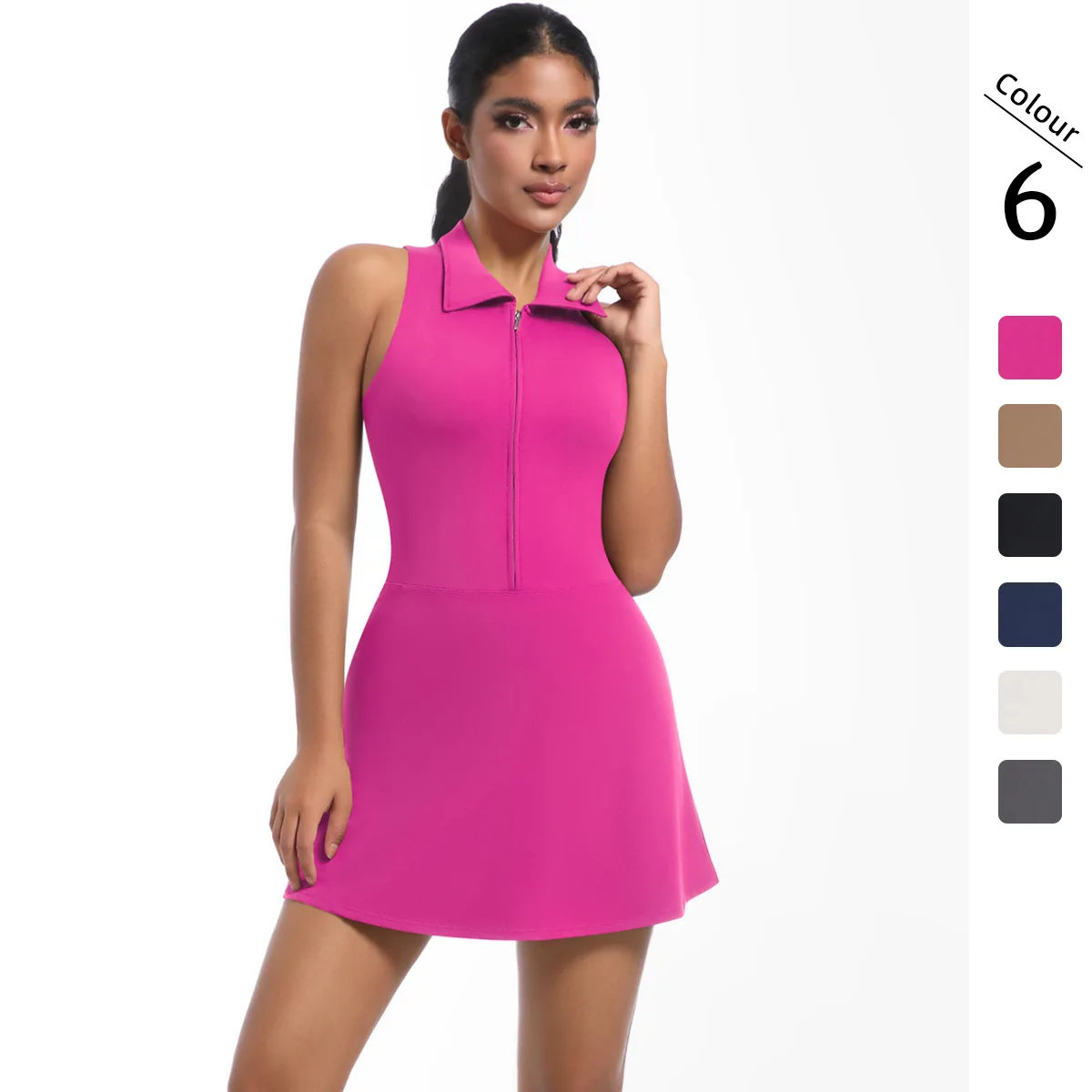New Skinny Slimming High Waist Lapel Sports Dress Running Golf Tennis Yoga Clothes Suit Women