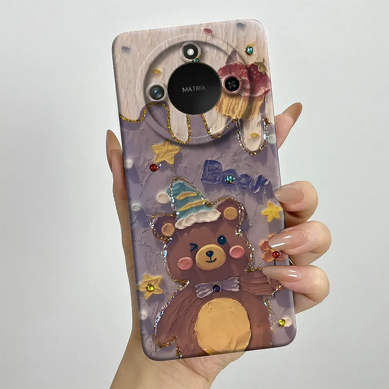 Sweet Painted Silicone Phone Case - Fashion Cartoon Design, Protective & Stylish