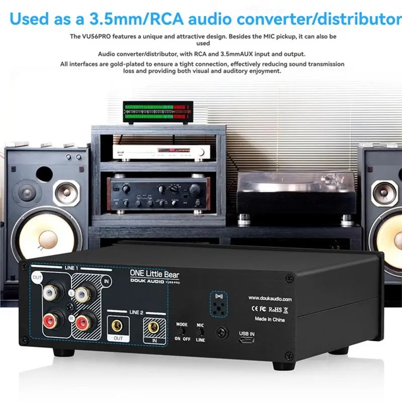 A23F-VU56-PRO 듀얼 채널 음악 스펙트럼 분석기 LED 사운드 레벨 미터 MIC 음악 스펙트럼 시각화 장치 오디오 분배기