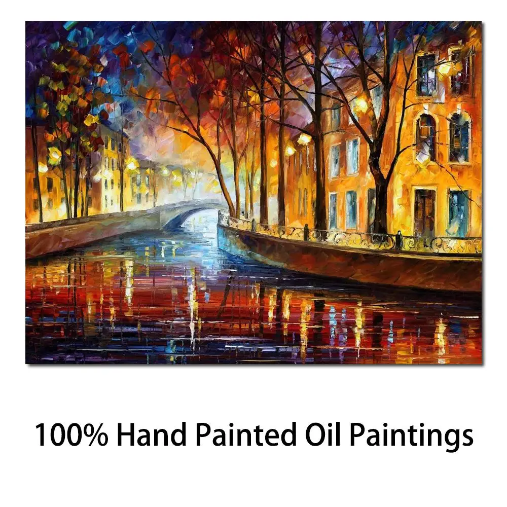 

Landscape Modern Paintings with Palette Knife Art Oil on Canvas Misty Melody Handmade High Quality