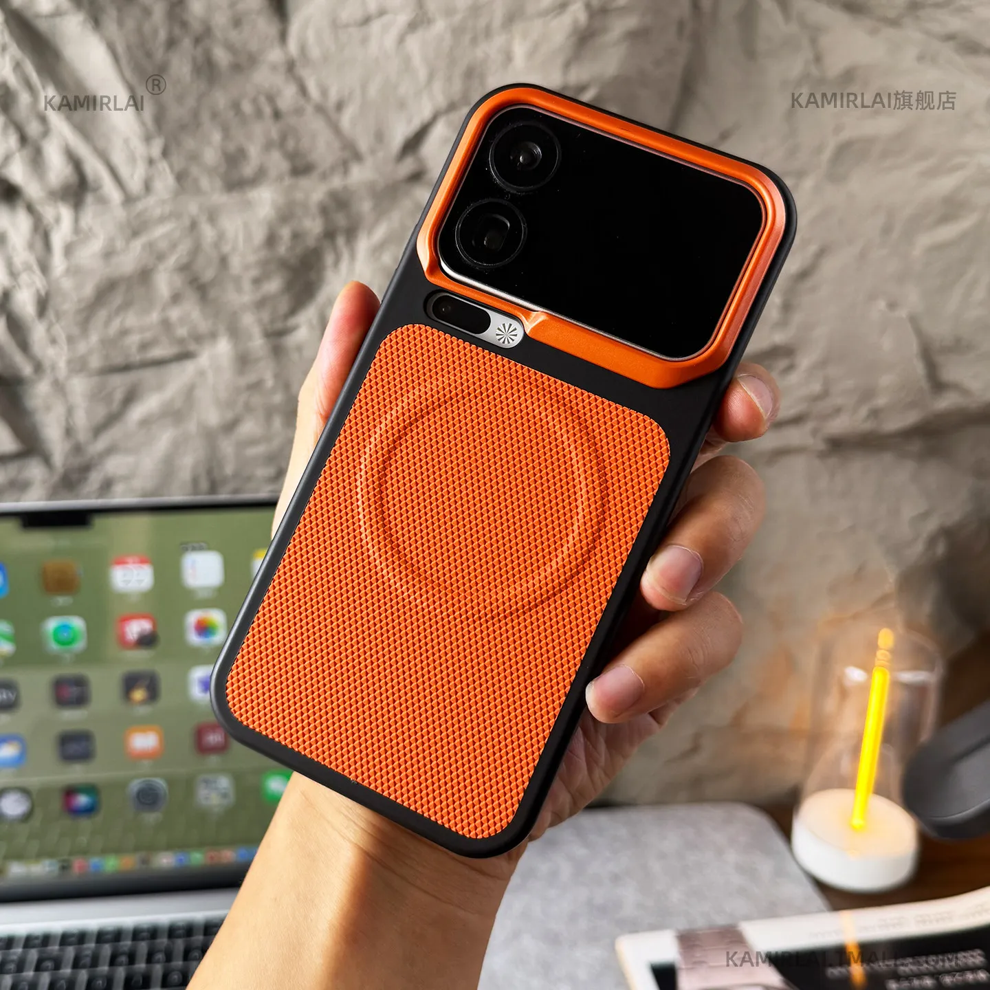 Luxury PU Leather Magnetic Hard Back Cover with Wireless Charging Compatibility