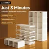 Portable Closet Storage Organizer Magnetic Transparent Door and Easy Assembly 8 Cubes & 2 Hanging Rod, Wardrobes 3