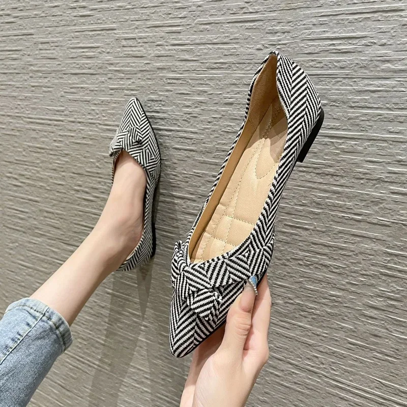 Womens Shoes Flats 2024 Spring Summer Pointed Toe Casual Slip-on Shoes Elegant Comfortable Soft Sole Shallow Pumps Lady Footwear