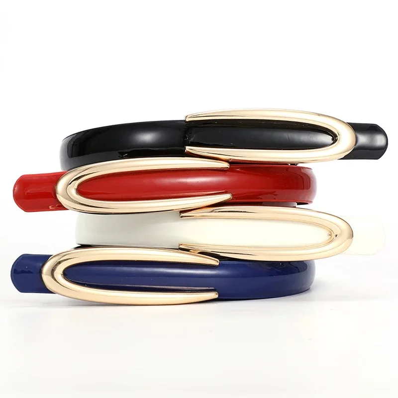 Elegant Gold Buckle Genuine Leather Women's Belt