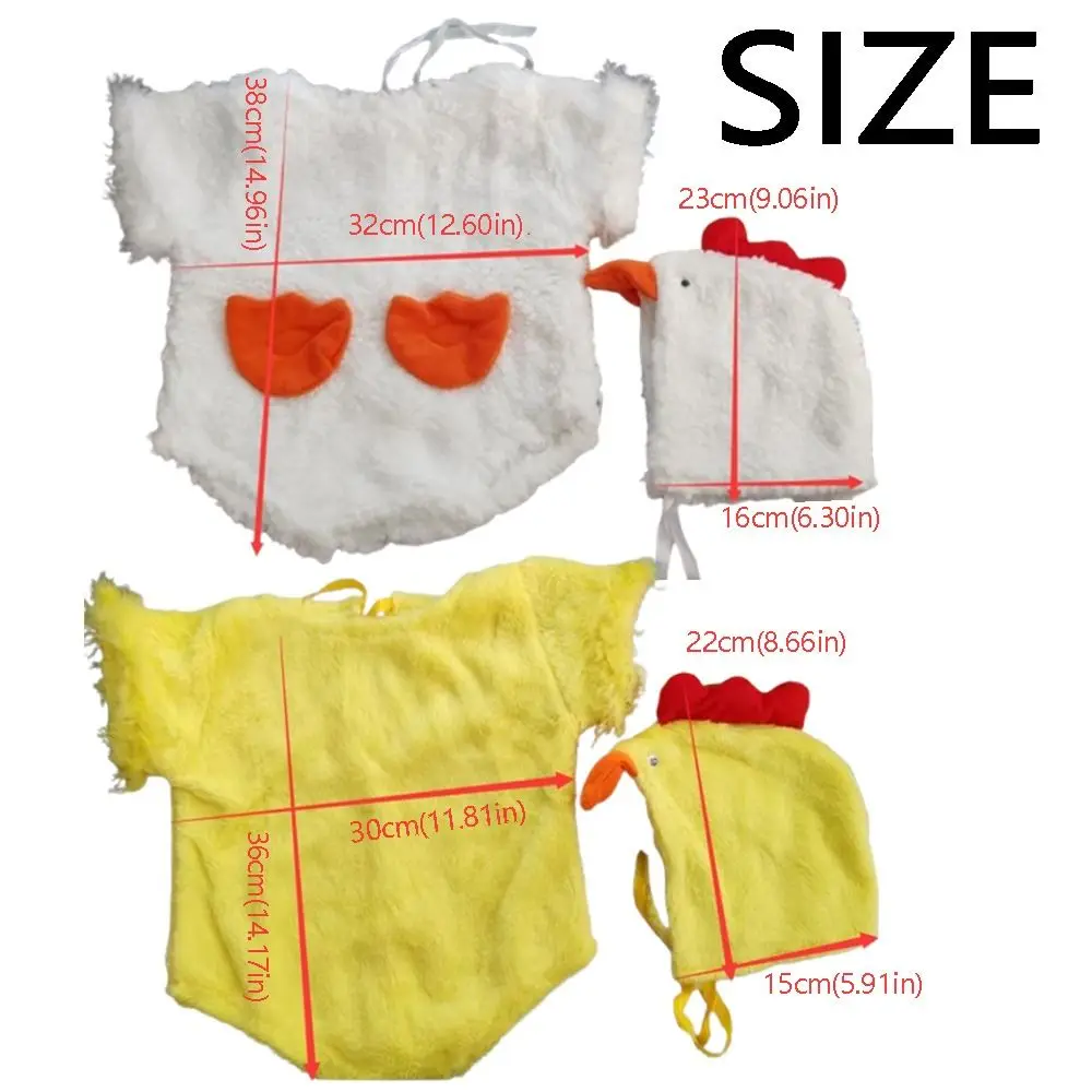 Creative Chicken Baby Photography Suit Furry Romper Bodysuit Hat Set Infant Studioshoot Outfits Cute Design Unisex Animals