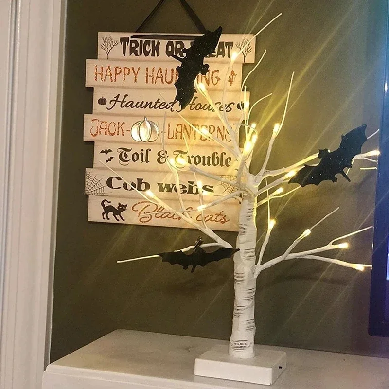 

Halloween Party Birch Tree Led Light Pumkin Hanging Ornaments Desktop Decoration for Home Christmas Halloween Kids Gift Lamp