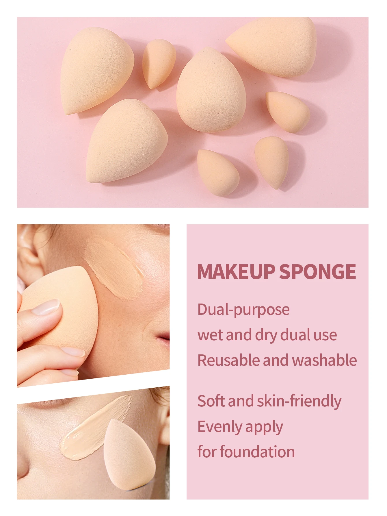 20Pcs Cosmetic Puff Makeup Sponge, Beauty Sponge Foundation Sponges Puff, Wash Face Headband Wristband Make up Accessories