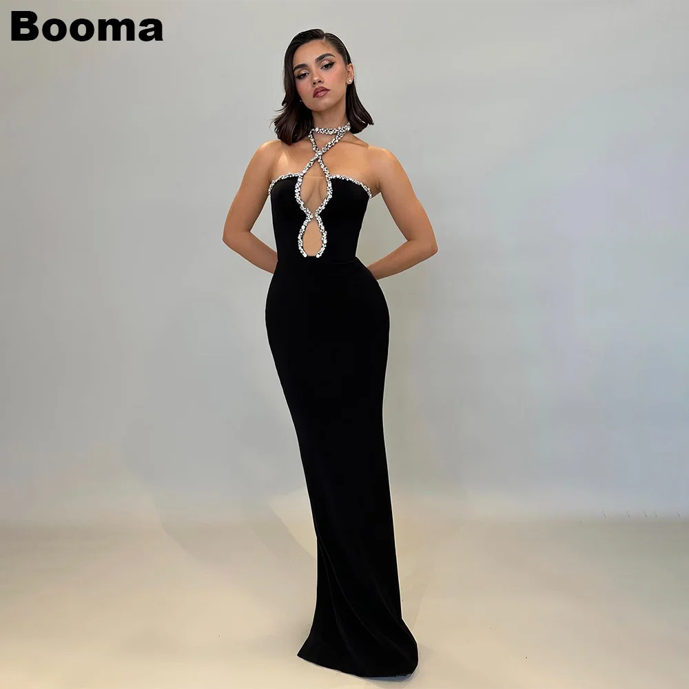 

Сексуальные платья Booma для выпускного вечера, вечерние платья со стразами и лямкой на шее, праздничное платье без рукавов для женщин, платья для женщин