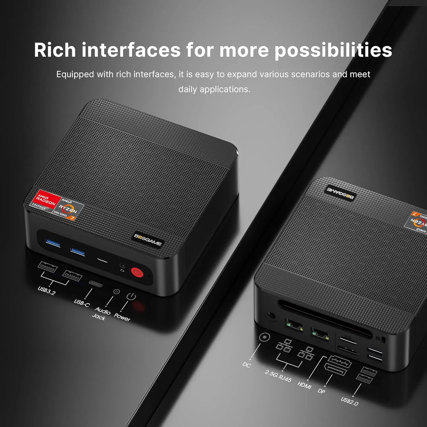 P4 Light Gaming Mini PC Ryzen 7 5700U 32GB RAM 1TB SSD Winodws 11 Pro Triple 4K 60HZ Displays Desktop Computers, Support PS3 5