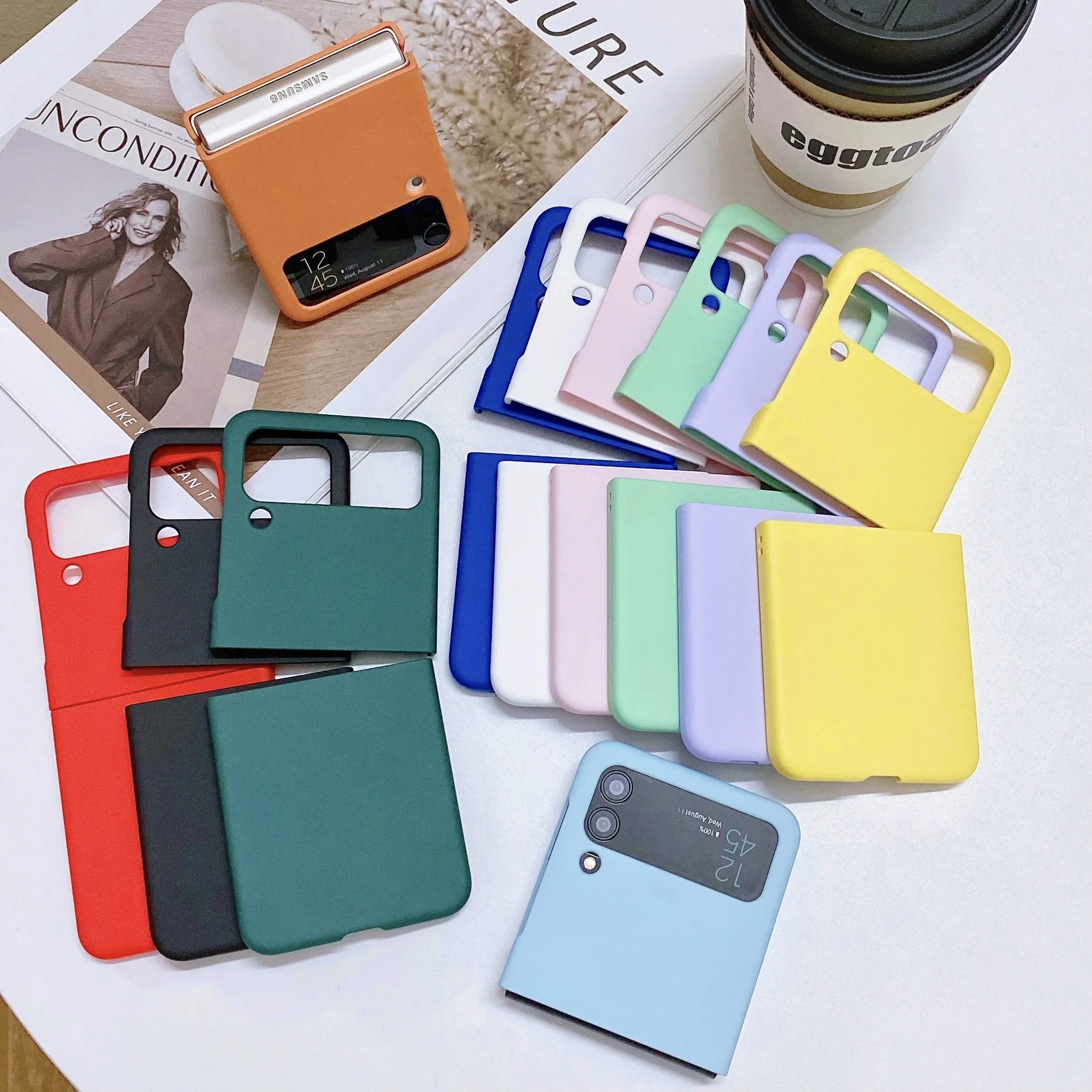 Minimalist Solid Color Protective Phone Case, Foldable Design