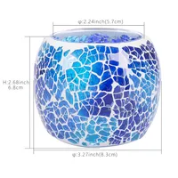 Mosaic Glass Tea Light Candle Holder,Handmade Romantic for Aromatherapy,Party Décor,Used as Vase,Pen Holder,Potted Plants Bowl 2