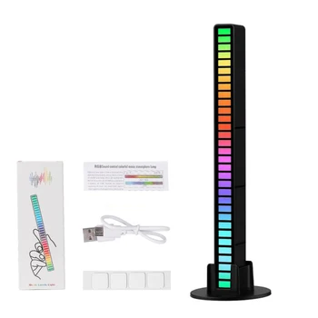 충전식 RGB 활성화 픽업 음악 리듬 램프 바 사운드 제어 LED 주변 USB 조명, USB 컬러 야간 조명 장식