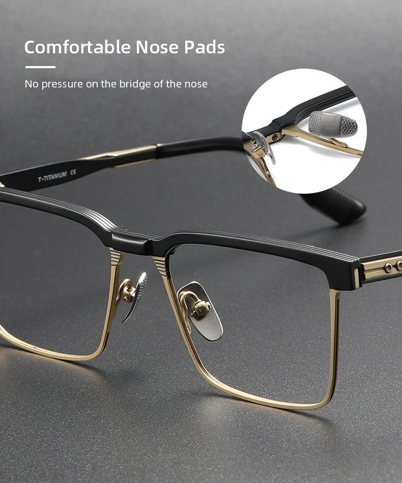 CLLOIO New Pure Titanium Anti Blue Light Reading Glasses Men Acetate Square Myopia Glasses Hyperopia Prescription Eyewear DTX137