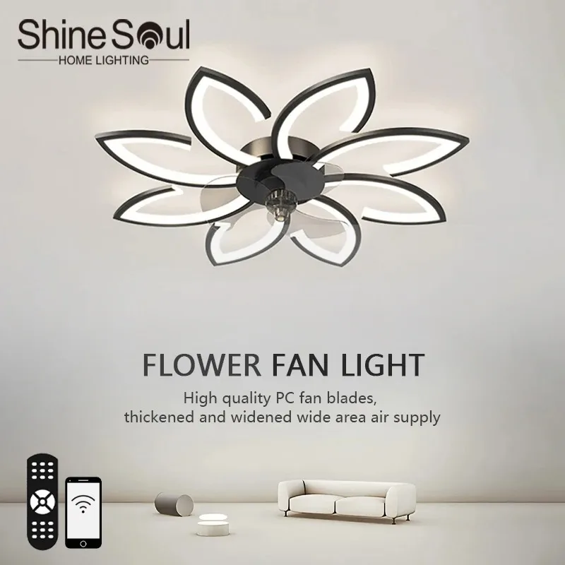 LED Ceiling Fan Light Smart APP Remote Control Strong Wind Silent Fan Lamp for Bedroom Dining Room Living Room Home