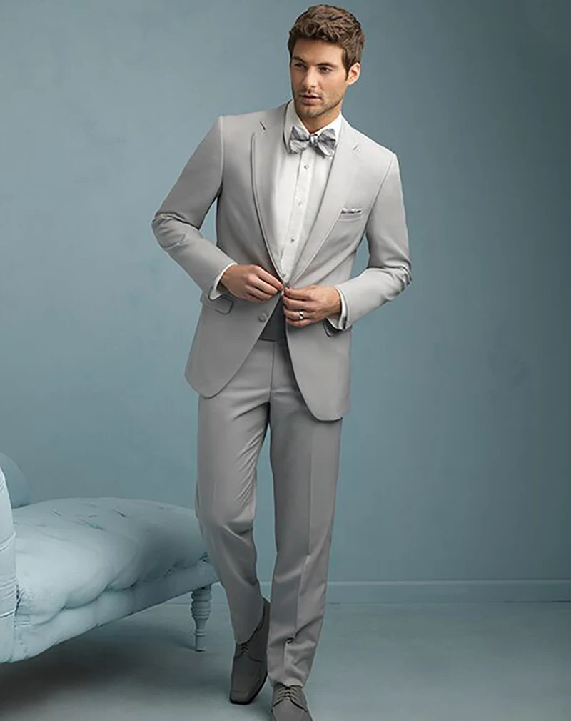 New Wedding Suits For Men Groom Wear Solid Color Slim Fit Notch Lapel Tuxedos Business Office 2 Pcs Jacket Pants Made