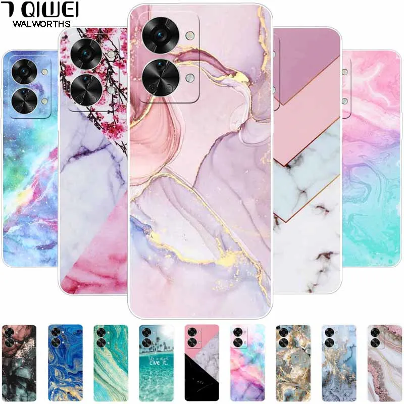 For OnePlus Nord 2T 5G Case Cool TPU Soft Marble Funda Phone Covers for