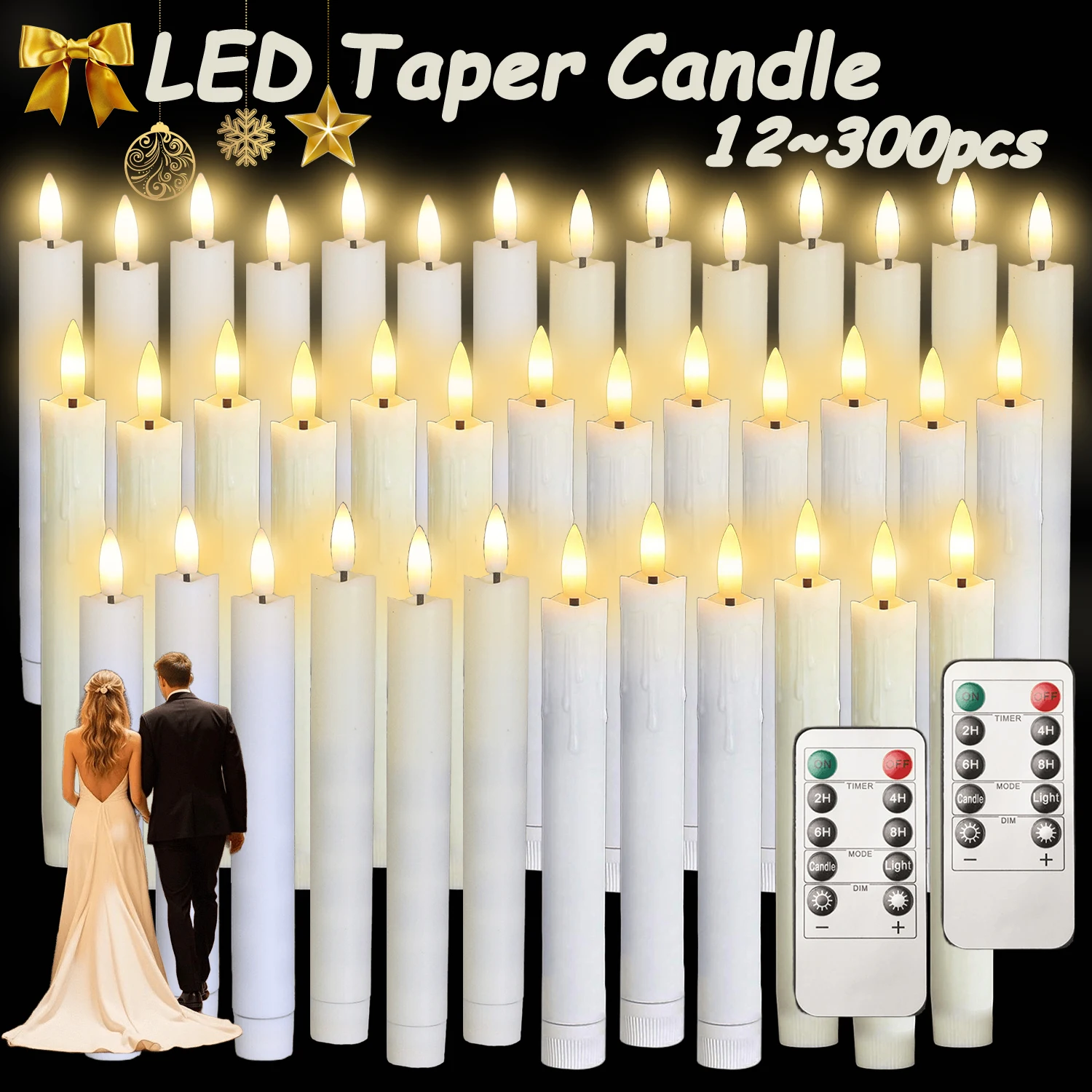 12-300 pcs LED Flameless Taper Candles 1