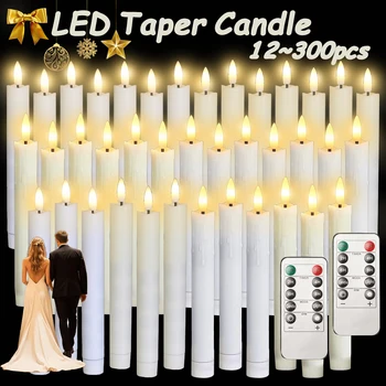 12-300 pcs LED Flameless Taper Candles 1