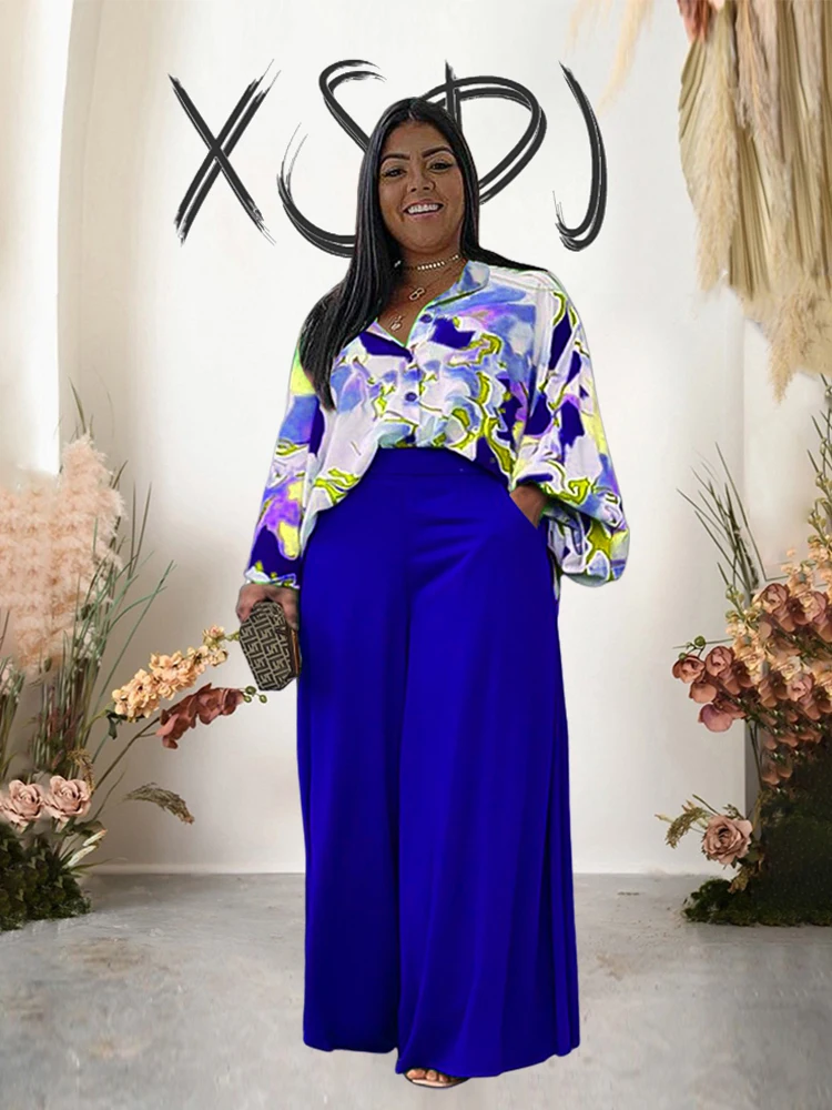 Two Piece Set Women Outfit Loose Tops and Blouse Plus Size