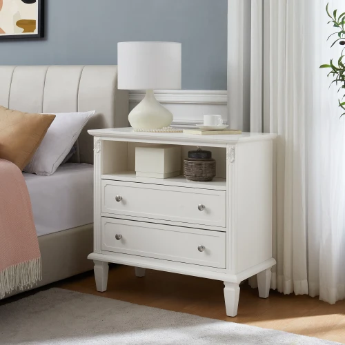 Monterey 6 Drawer Double Dresser and Nightstand Set (White) 5