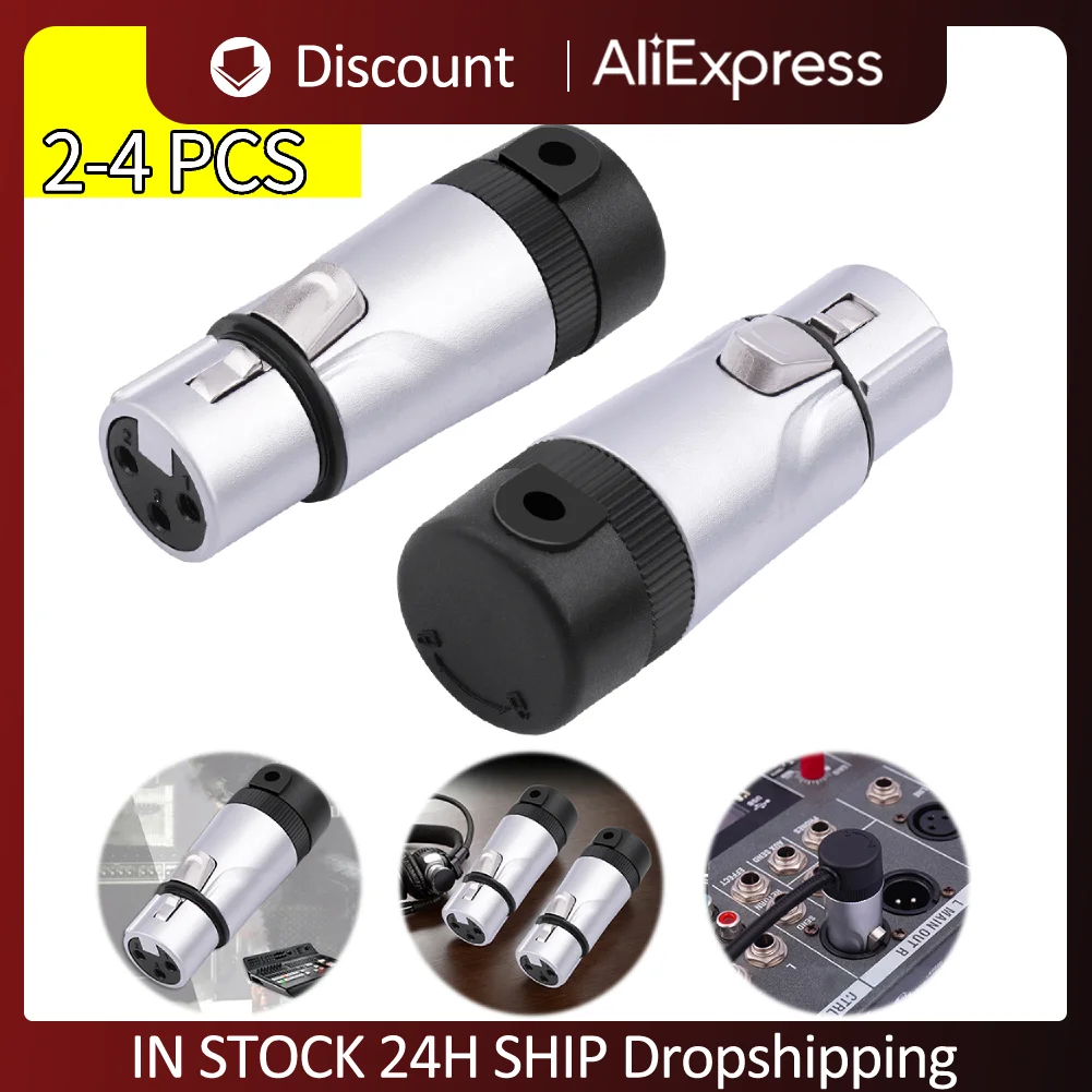 2/4PCS Male/Female XLR Audio Plug Durable Adjustable 90° Angle XLR Connector Plug Audio Mic Microphone DMX Plug Jack Socket