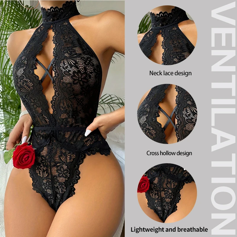 Sexy Women&rsquo;s Hollowed out Backless Camisole Jumpsuit Classic Sexy Lace Flower Sleeveless Lingerie,women lingerie women jumpsuit women bodysuit sleep wear set