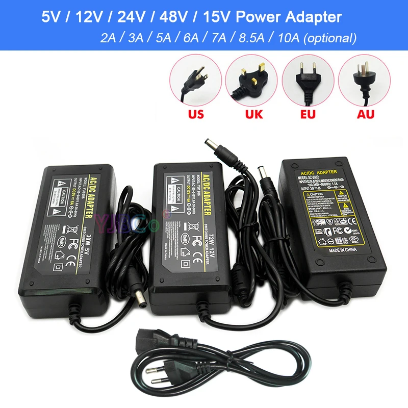 AC100-240V to DC 5V 12V 24V 48V 15V Power Adapter 2A 3A 5A 6A 7A 8.5A 10A LED Strip Power Supply Security Cameras,Audio/Video tinosec ac 100 240v dc 12v 2 5a 1 meter converter power adapter charger power supply 12v volt for security cameras for wifi nvr