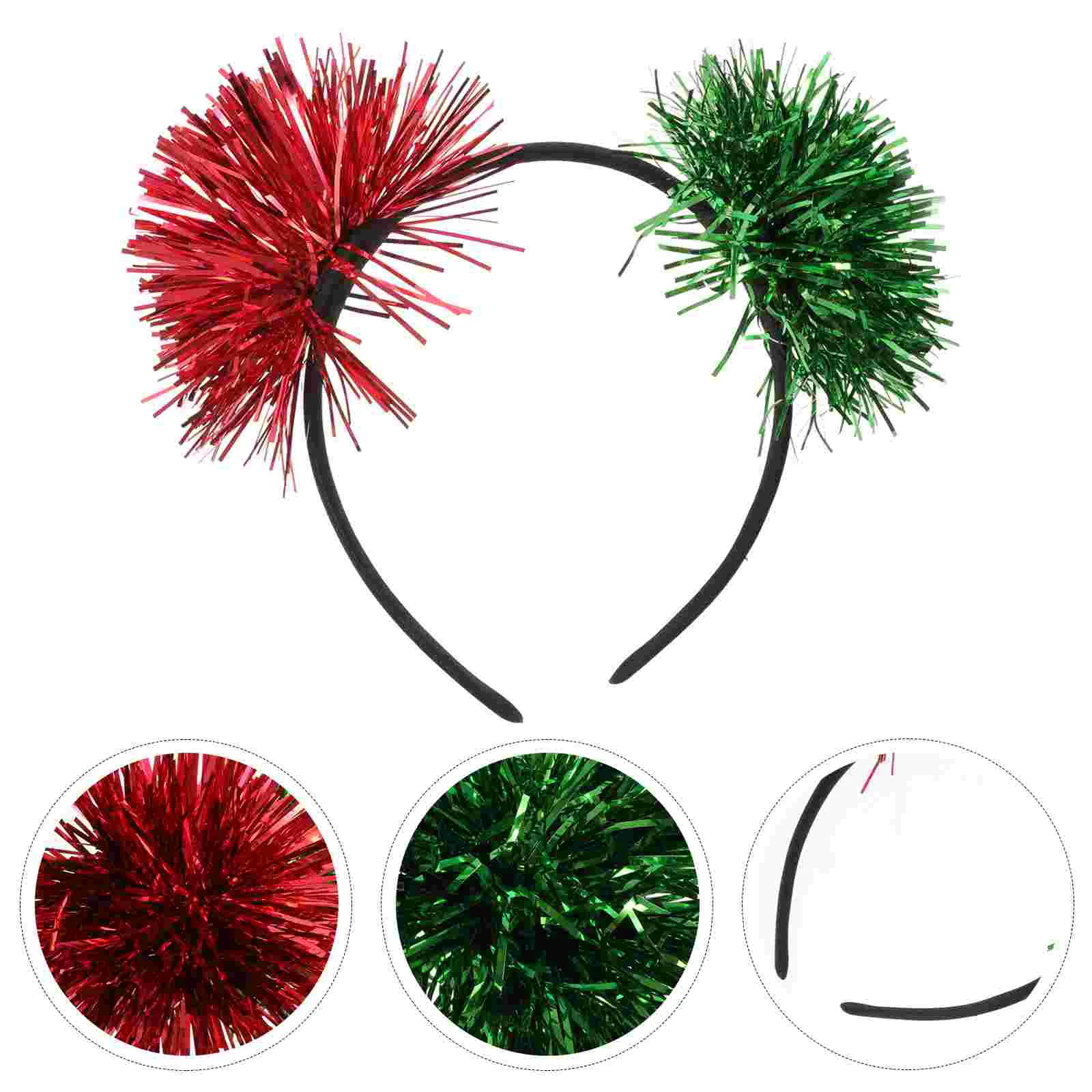 

Girls Headbands Pride Accessories Tinsel Pom Pom Headband Pom Pom Headbopper Pom Pom Costume Headwear Adults Green Red