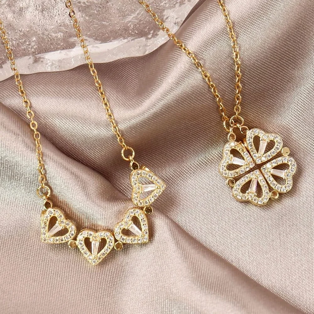 316l Stainless Steel Love Magnetic Pendant Necklace For Women Clover Necklace  Heart Shaped Clover Necklace Pendant Jewelry Gift - Necklace - AliExpress
