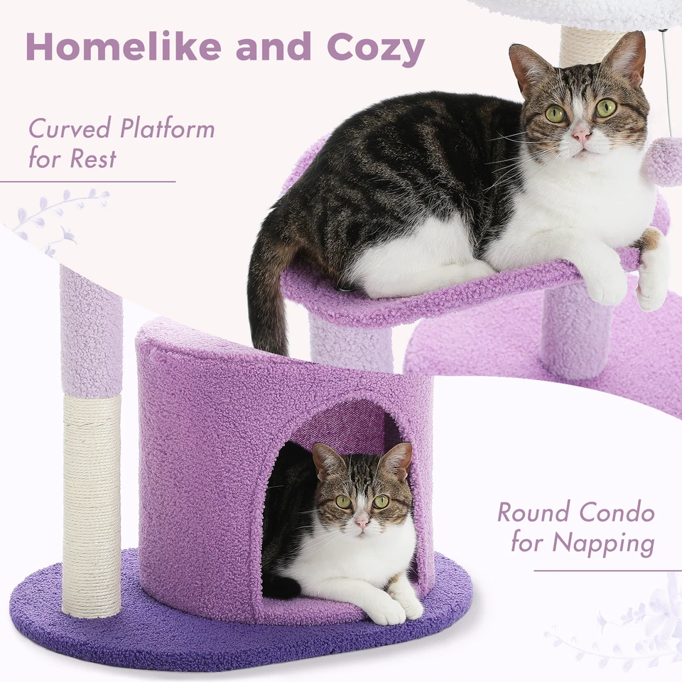 Cozy Cactus Cat Tree with Curved Perch