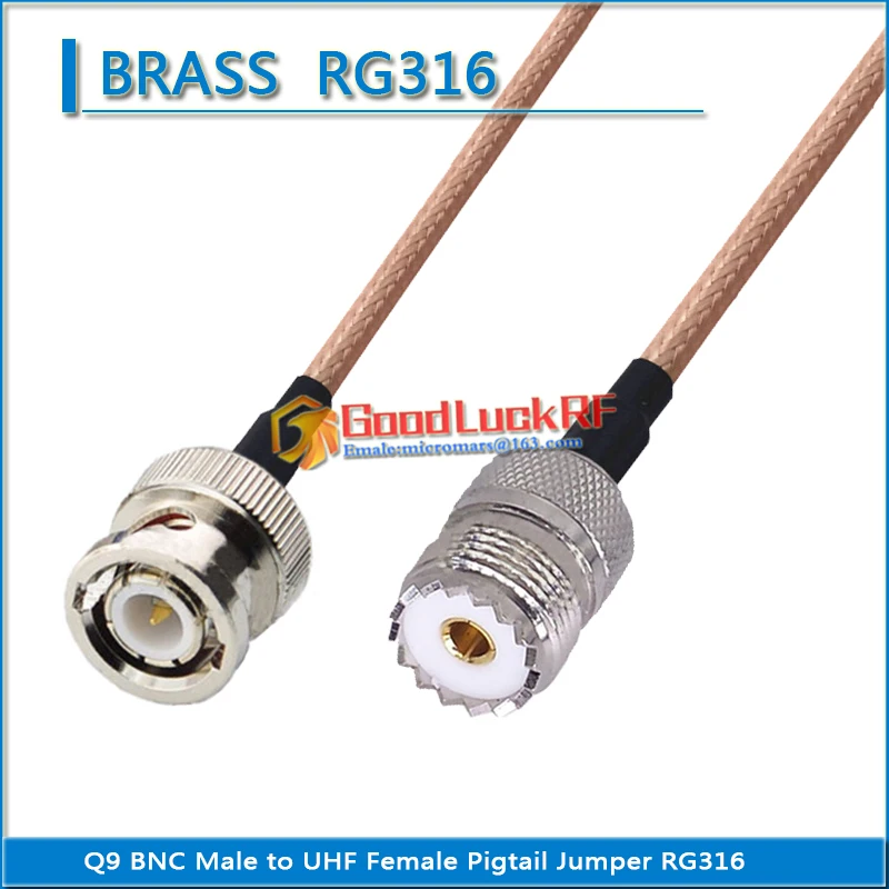 

Q9 BNC Male to PL259 SO239 PL-259 SO-239 UHF Female RF Connector Pigtail Jumper RG316 extend Cable Low Loss 50 ohm