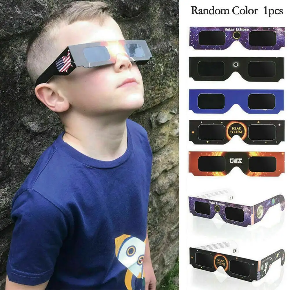 100PCS/lot Solar Eclipse Glasses 2024 Safe 3D Paper Solar Glasses Lentes Vr Eclipse Viewing Glasses Protects Eyes Random Color