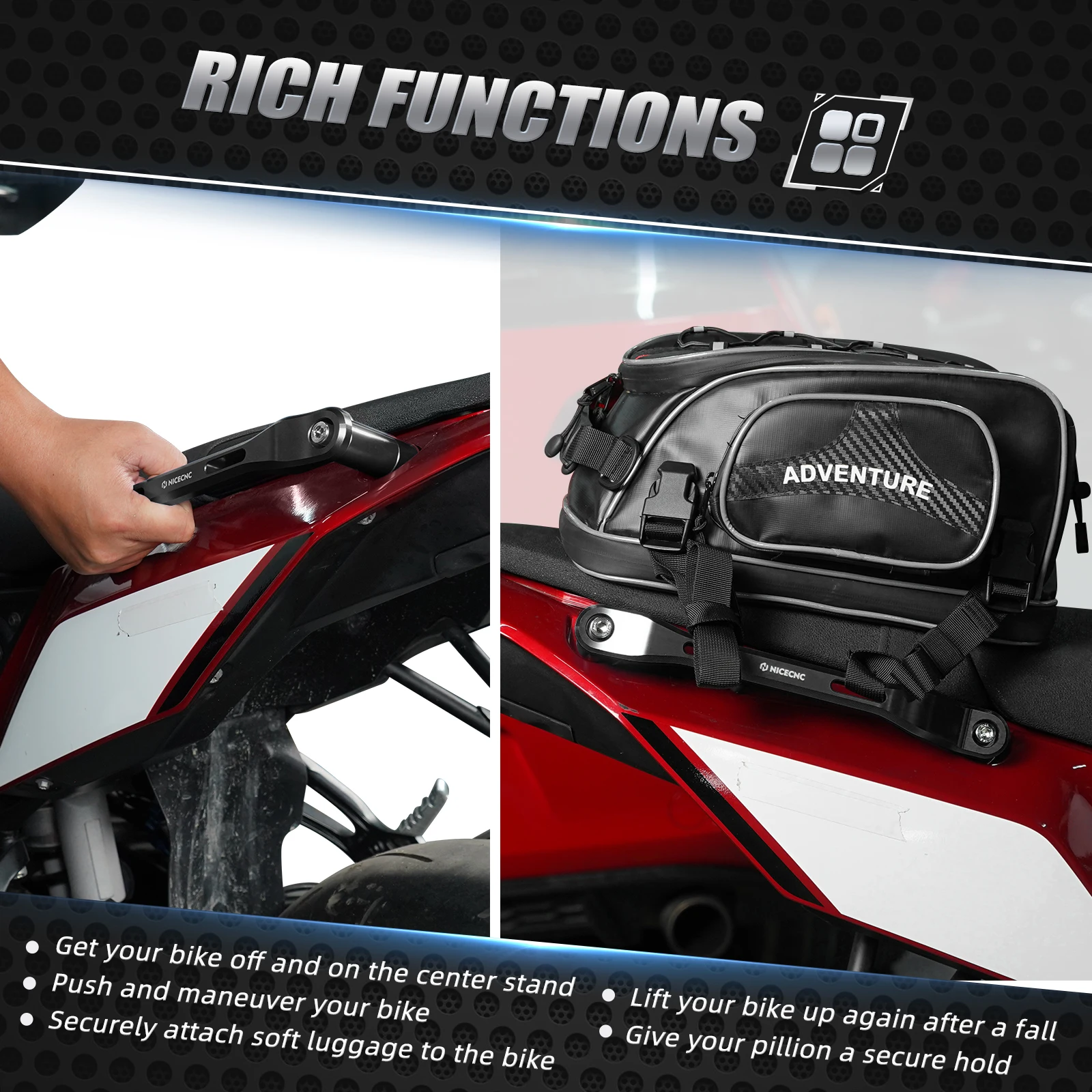 Für Yamaha Tenere 700 XTZ700 XTZ07 2019-2024 Seitliche Gepäckhalterung Beifahrer-Rückgriffstange TENERE700 XTZ 700 – Detail 11