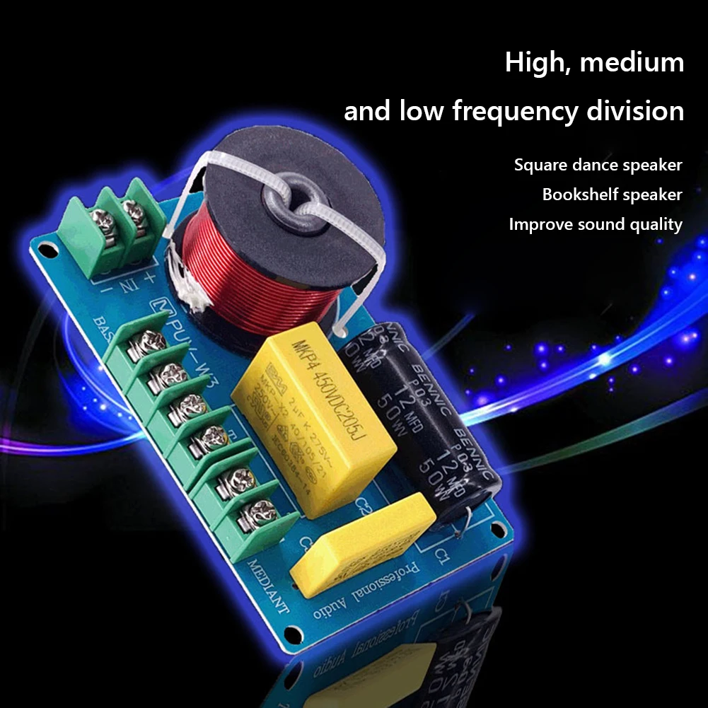 200W Frequency Dividers DIY Audio Modification 3-Way Hi-Fi Crossover Filter Module Home Theater for 3.5/4/4.5-8 Inch Speakers