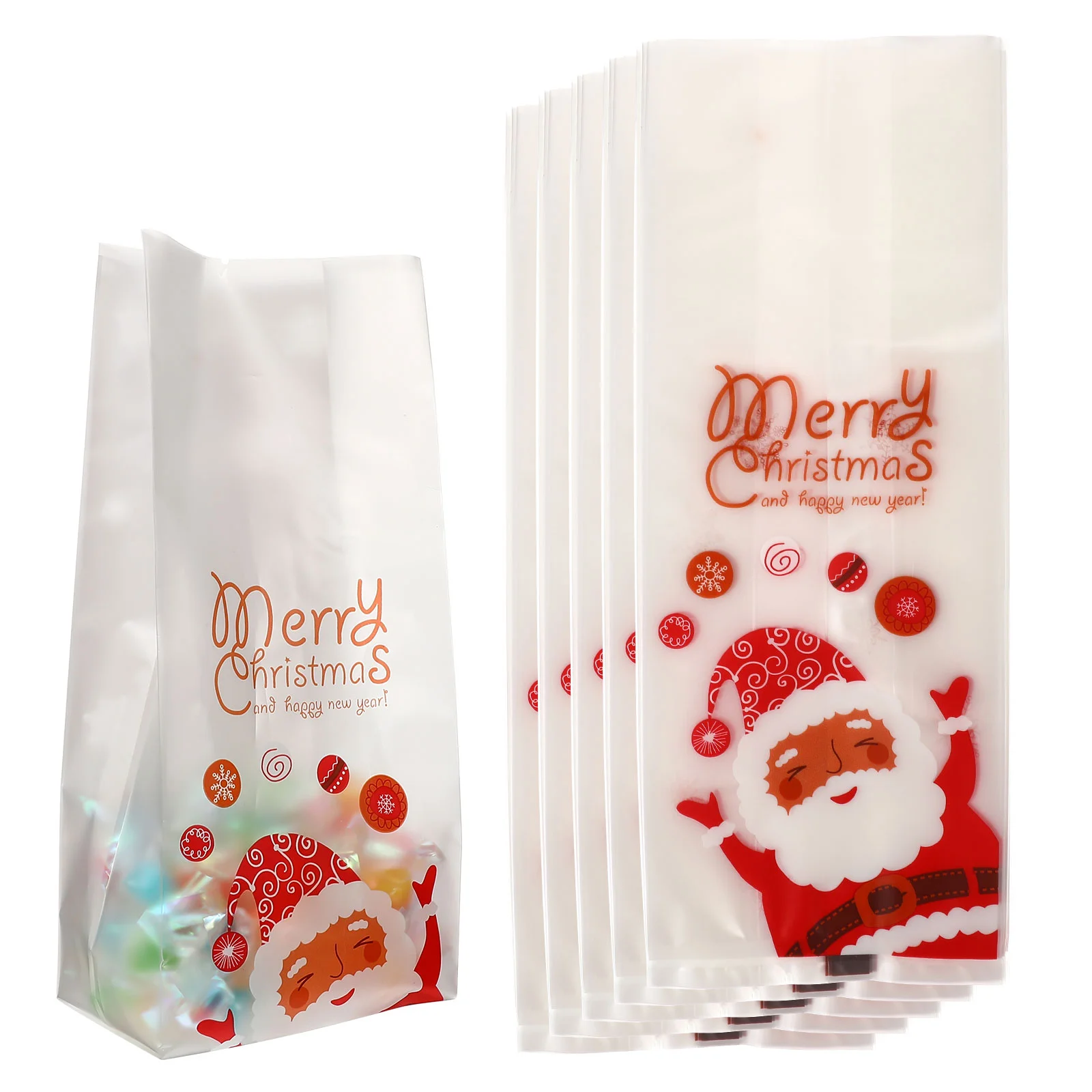 

50 Pcs Christmas Gift Bags Cookie Packaging Treat Candy Goodie Wrappers Biscuit Pouches