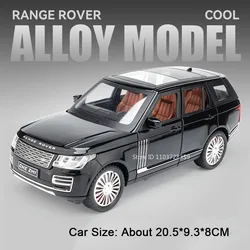 1:24 Diecast Metal Land Rover Defender Toy Car with Sound, Light, and Shock Absorption - Doors Open for Children's Edutainment (Range Rover Black)