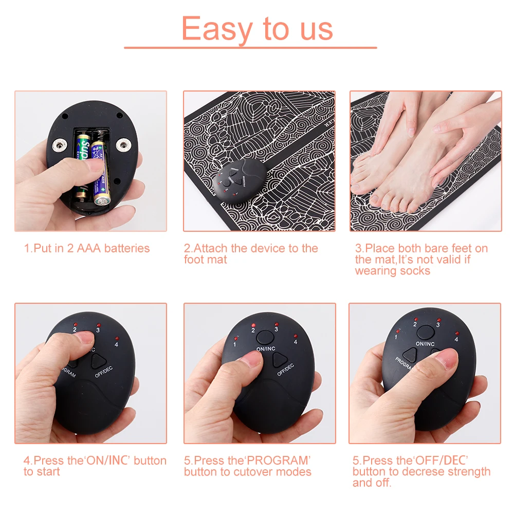 Foot Massager Pad Electric EMS Feet Muscle Stimulator Tens Acupuncture Pulse Massage Mat Relaxation Relieve Pain Dropshipping