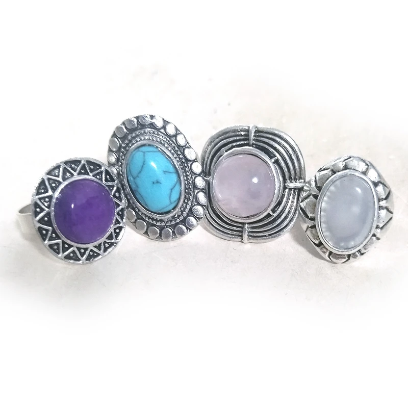 XiaoYaoTYM Vintage Adjustable Natural Stone Rings High Quality Fashion Jewelry Wholesale 4