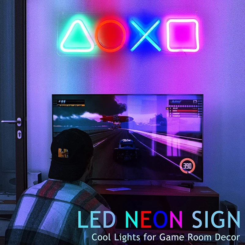 Icon – signe néon Gaming Ps4 Playstation, lumière pour décoration de  chambre à coucher, lumière Led pour salle de Bar, fête de noël, cadeaux de  Gamer