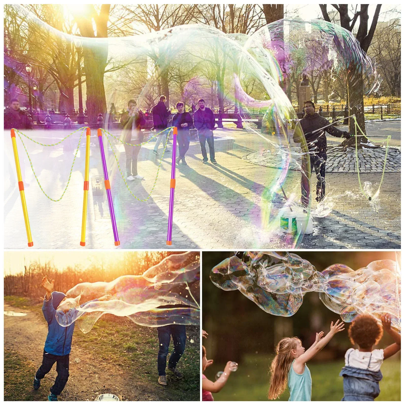 Kids Boy Girl Bubble Blowing Toys Enormous Bubbles Outdoor Garden Toy Big Bubble Stick Bubble Circle 6
