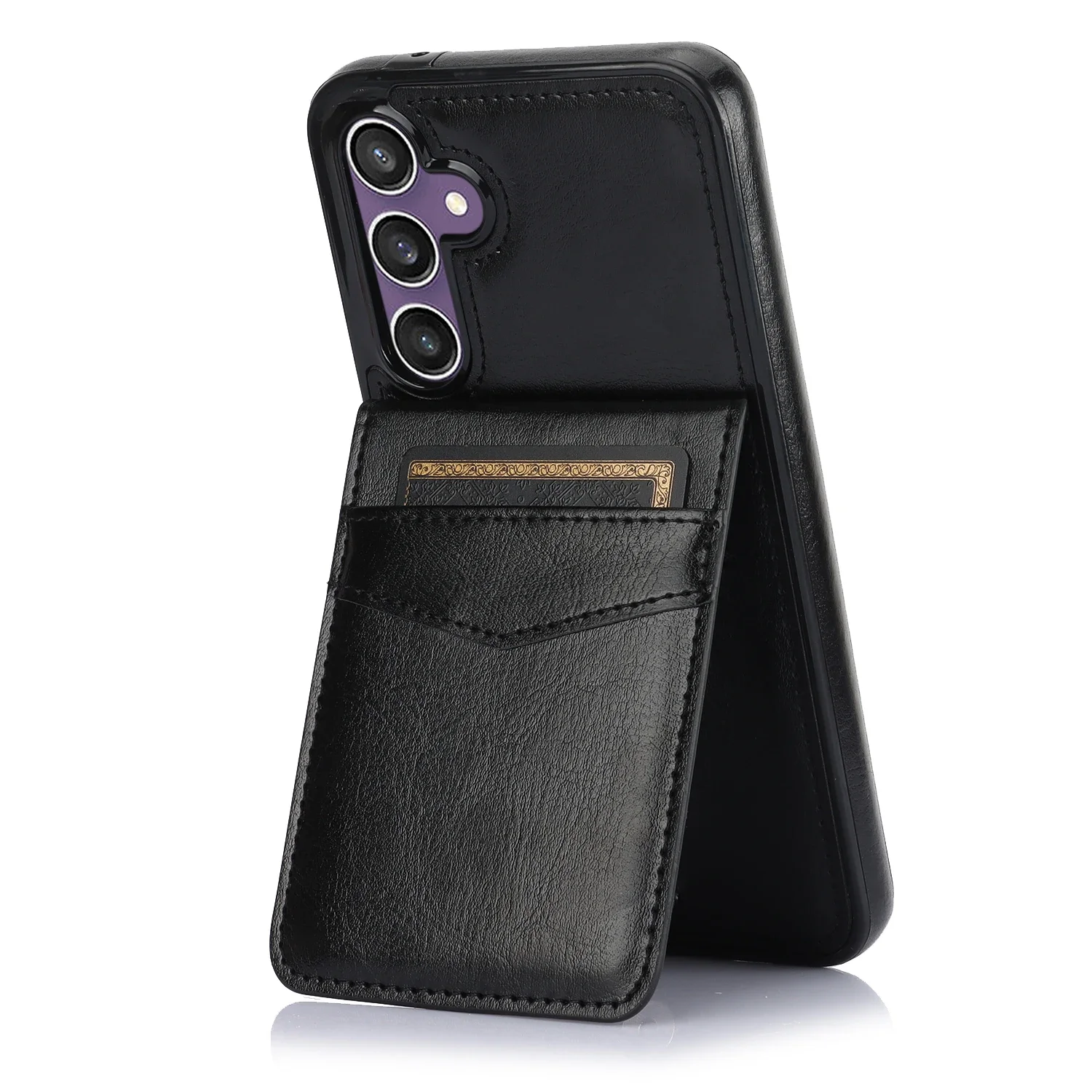 Premium Flip Leather Card Holder Wallet Case with Stand Function - Universal Fit