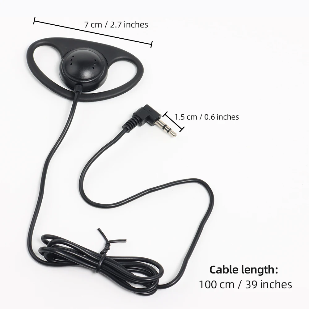 100pcs D 모양 3.5mm 플러그 이어폰 단일 측면 유선 이어버드 노트북 MP3/4 태블릿 전화 투어 가이드 시스템용 한쪽 귀 헤드폰