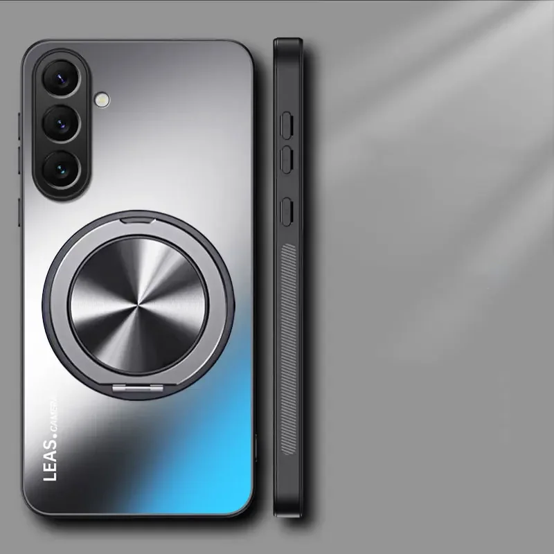 Magnetic Shockproof Matte Case with 360° Rotating Ring Holder