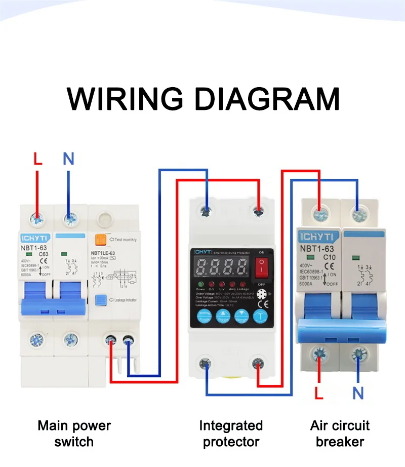 sobre sob o Protetor de Tensão Auto Recuperação Reclosing Terra Vazamento Disjuntor 63a Atual Ajustável Display Digital Rcbo Computers & Electronics
