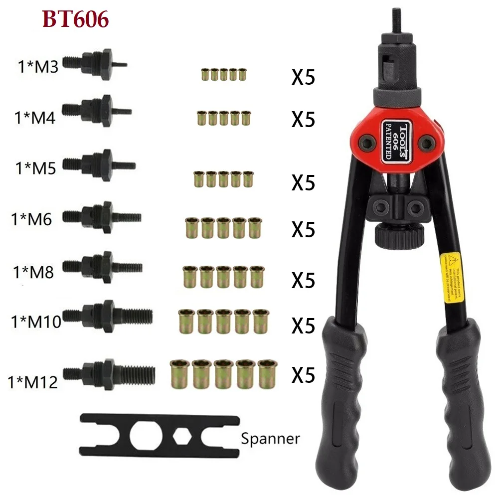 BT 606 Hand Riveter Tool Sets Professional Dual Hand Nut Tool Riveter