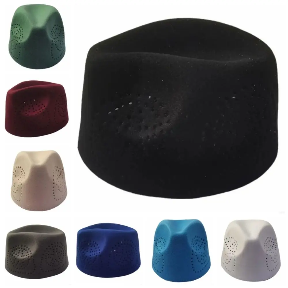 Fashion Fabric Prayer Caps Soft Breathable Ethnic Festival Caps Hollowout Worship Caps Festival