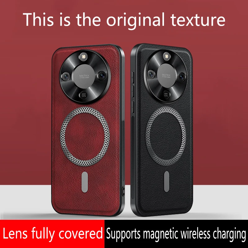 Luxury Leather Texture Magnetic Case with Wireless Charging